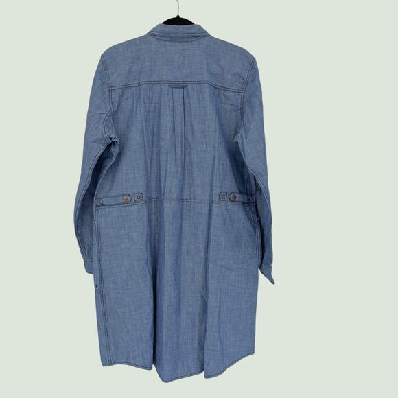 Duluth Trading Rootstock Chambray Shirt Dress XL Org Cotton Gardening NWOT Defct - Picture 6 of 9
